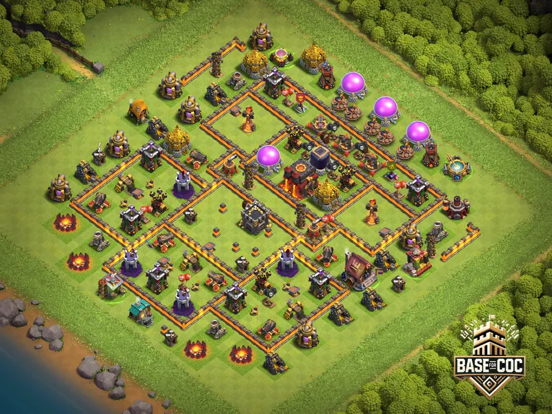 Town Hall 10 Trophy Base trap view