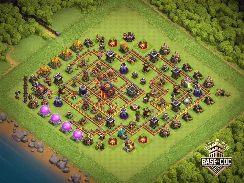 Town Hall 10 Trophy Base trap view