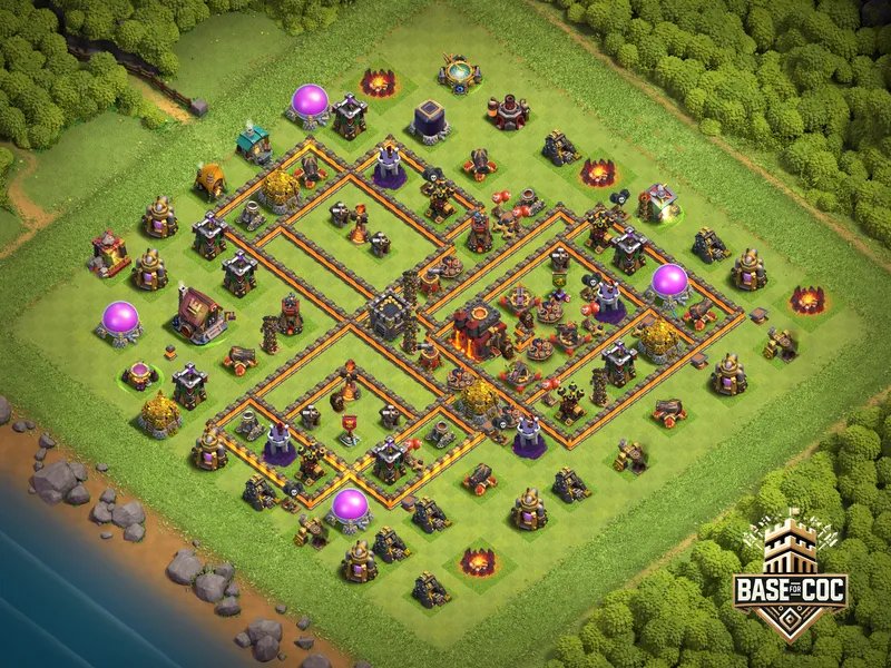 Town Hall 10 Trophy Base trap view